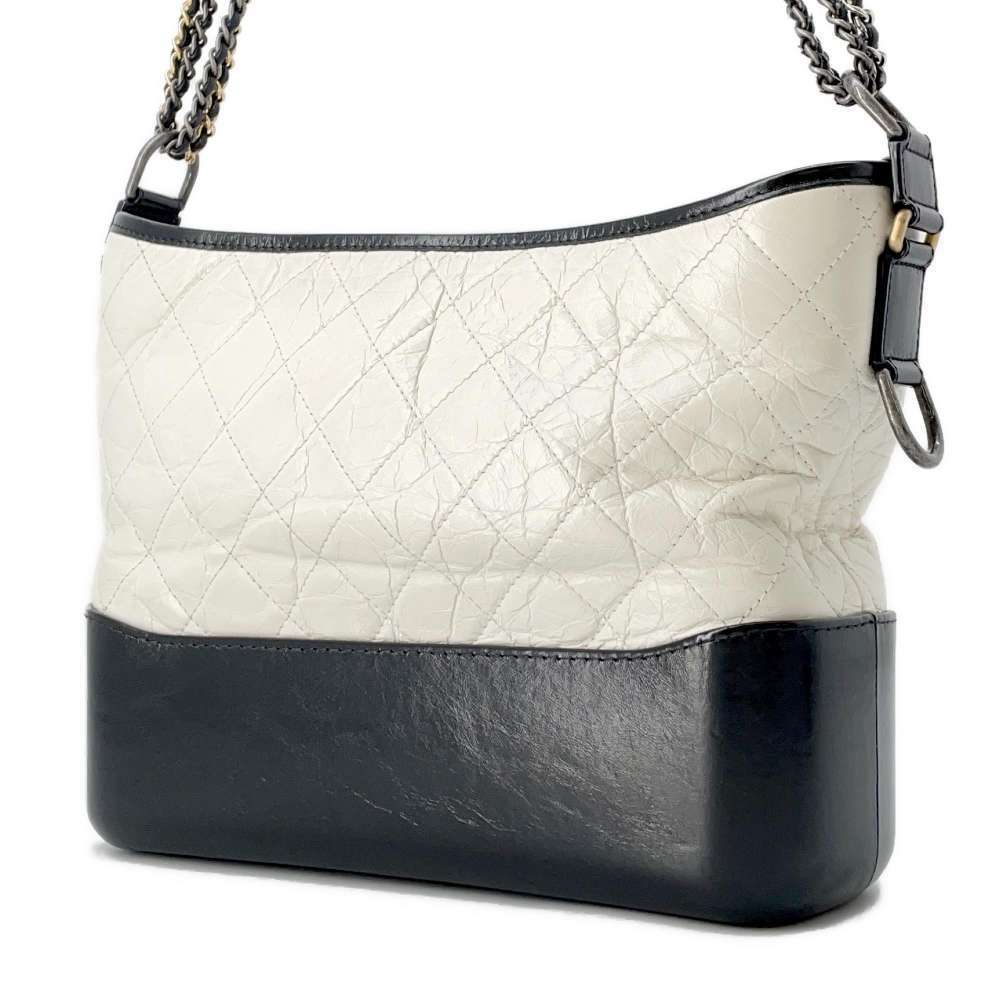 Chanel Chain Shoulder Bag Gabriel de Hobo Large Calf Leather White Black - Picture 2 of 16